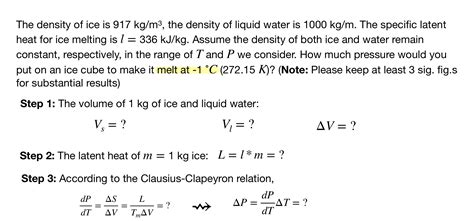 Solved The density of ice is 917 kg/m3, the density of | Chegg.com
