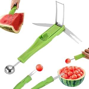 Supvox® 4 in 1 Watermelon Cutter Slicer, Melon Baller Scoop Set ...