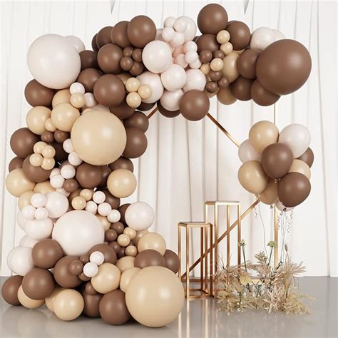 Buy RUBFAC 276pcs Brown Balloons Garland Arch Kit with Double-Stuffed ...