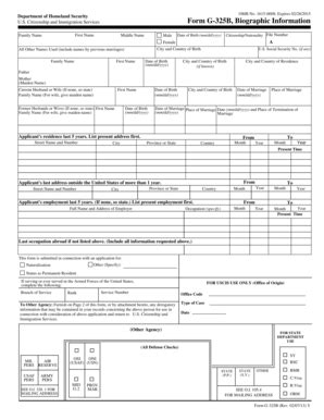 USCIS Form G-325B Biographic Information - Blank Fillable Template ...