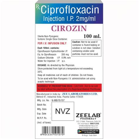 Cirozin 200 MG/100ML Solution For Infusion (100): Uses, Side Effects ...