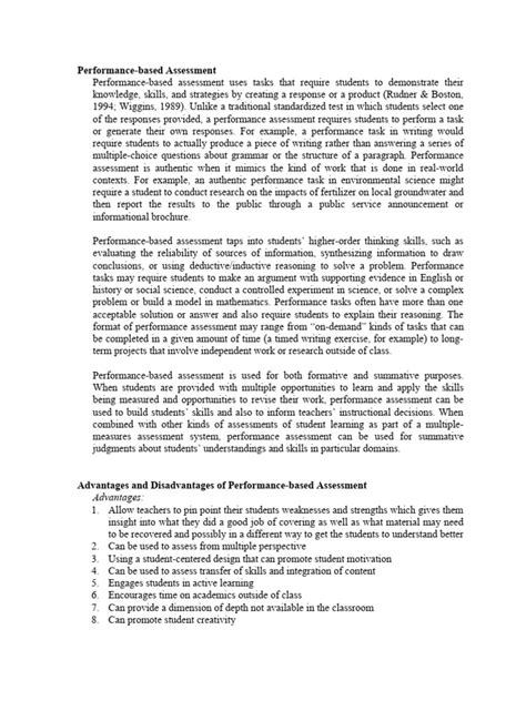 Image result for Performance-Based Assessment Examples College