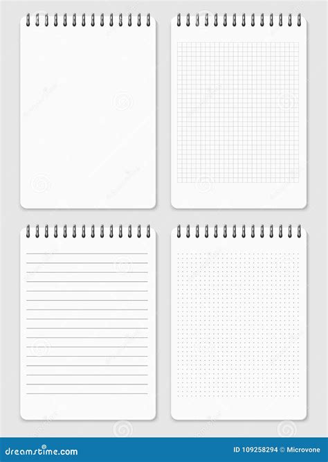 Realistic Notebooks Page Collection - Lined and Dots Notebook Stock ...
