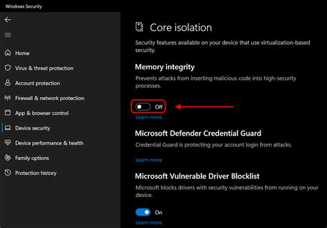 Image result for Disable Core Isolation Windows 10