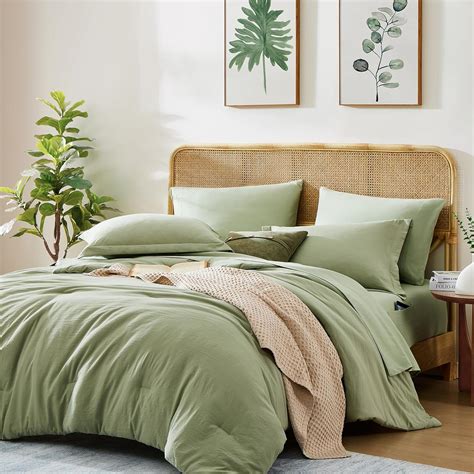 Amazon.com: WRENSONGE Twin Comforter Set- 5 Pieces Sage Green Bed in a ...