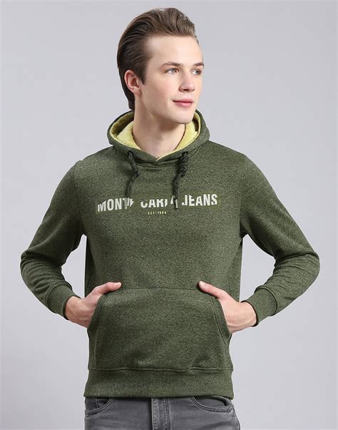 Buy Men Green Solid Hooded Full Sleeve Sweatshirt Online in India ...