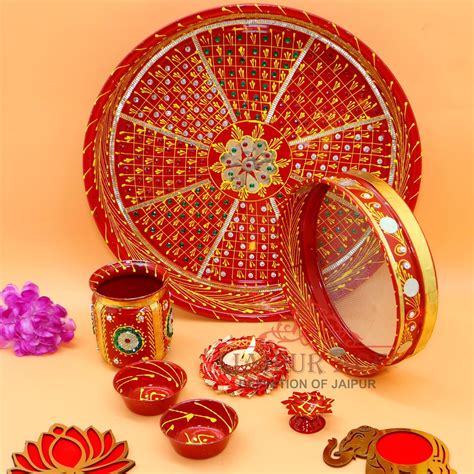 Jaipur Ace Karwa Chauth Traditional and Decorative Pooja Thali Set ...