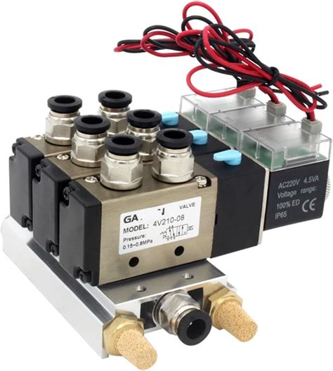 Amazon.com: 4V210-08 DC24V 12V AC220V AC110V 2 Positions 5 Way Quadruple Solenoid Valve Aluminum ...