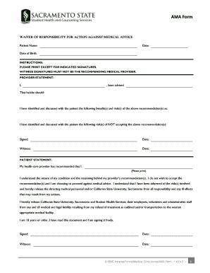 WAIVER OF RESPONSIBILITY FOR ACTION AGAINST MEDICAL ADVICE ...