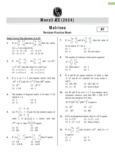 Image result for Maths Matrices Questions