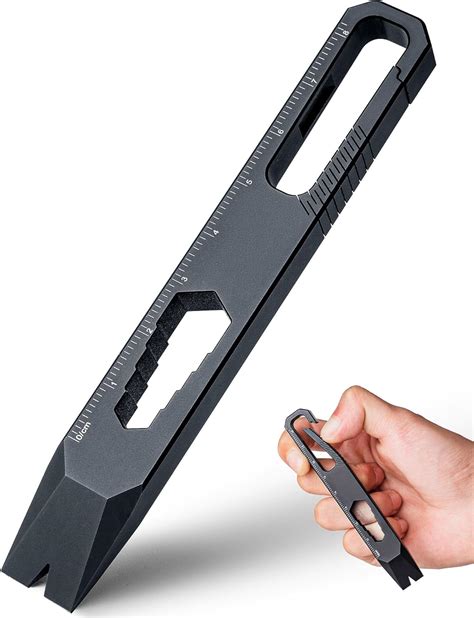 TIMULTI Titanium Keychain Pry Bar, Pocket Prybar, Small EDC Black Pry ...