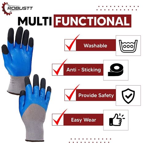 Buy Anti-Cut Blue Safety Gloves Half Coated (Back Also) – Robustt