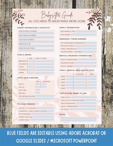 Best 13 Printable Babysitter Guide, Nanny Emergency Information ...
