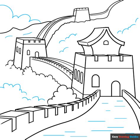 How to Draw the Great Wall of China - Really Easy Drawing Tutorial