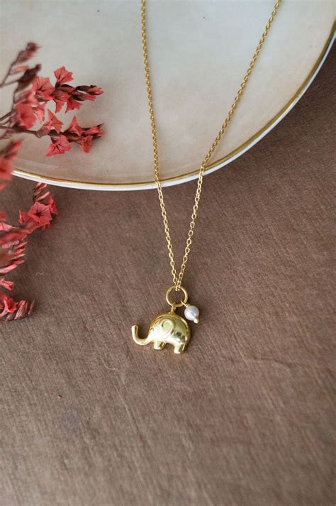 Cute Elephant With Pearl Gold Plated Sterling Silver Charm Pendant With ...