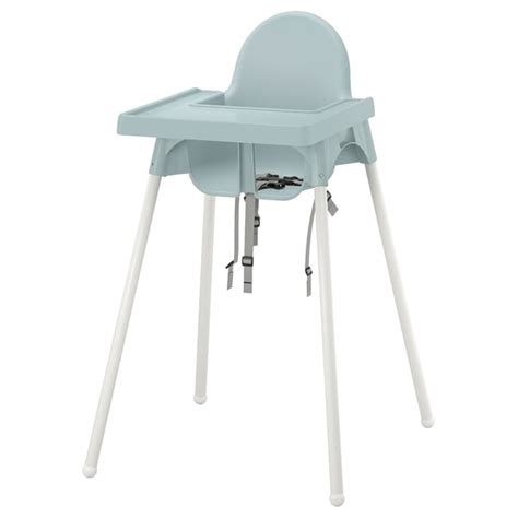 ANTILOP highchair with tray, grey-blue/white - IKEA
