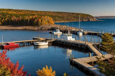 South ingonish harbour in autumn cape breton island canada | Premium Photo