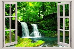 3D Vastu Beautiful Nature Waterfall Waterproof Vinyl Sticker Poster ...