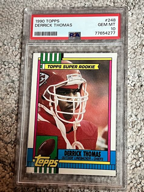 PSA 10 GEM FOOTBALL CARD 1990 TOPPS DERRICK THOMAS ROOKIE HOF KANSAS ...