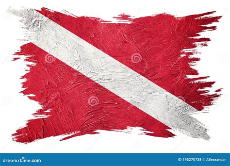 Vintage Style Scuba Flag. Diver Down Flag. Brush Stroke Stock Photo ...
