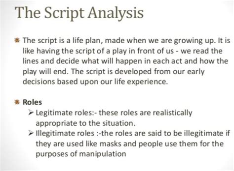 Script analysis in ta in detail with roles.