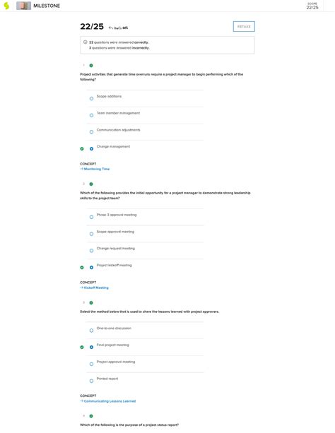 Milestone Final-22 out of 25 correct - 1 CONCEPT → Monitoring Time 2 ...