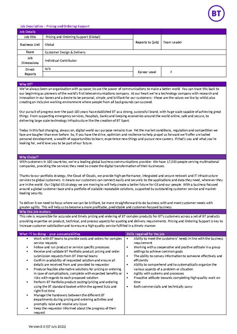 Pricing and order - Job Description – Pricing and Ordering Support Job ...