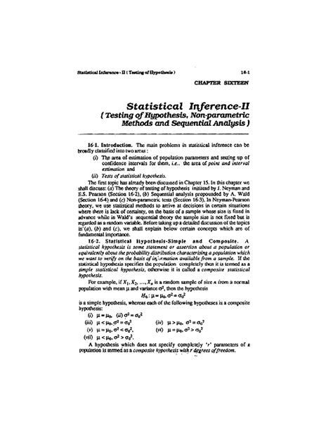 Statistical II (Testing of Hypothesis) - Chapter 16 Notes - Studocu