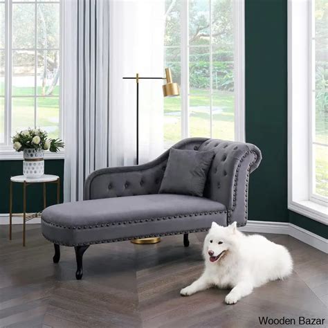 Ingrid One Arm Left-Arm Chaise Recessed Arms Chaise Lounge | Wooden Bazar