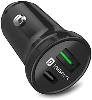 Portronics 38W Dual Output Fast Car Charger with 20W Type-C PD & 18W ...