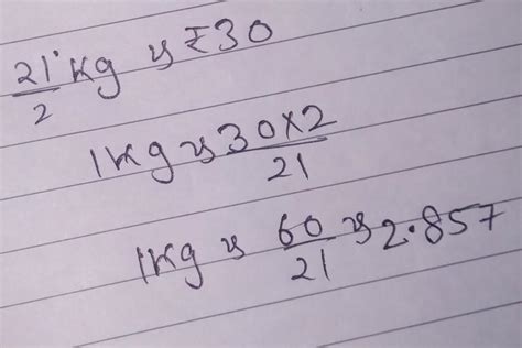 Word Problem. The cost of 2 1/2kg potatoes is rupees 30. What is the ...
