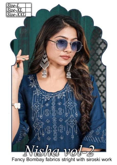 Trendy Nisha Vol 2 Siroski Work Casual Straight Kurti: Textilecatalog