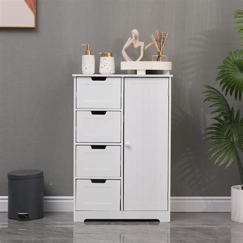 Homeke 4-Drawer Free Standing Bathroom Floor Cabinet Storage Cupboard ...