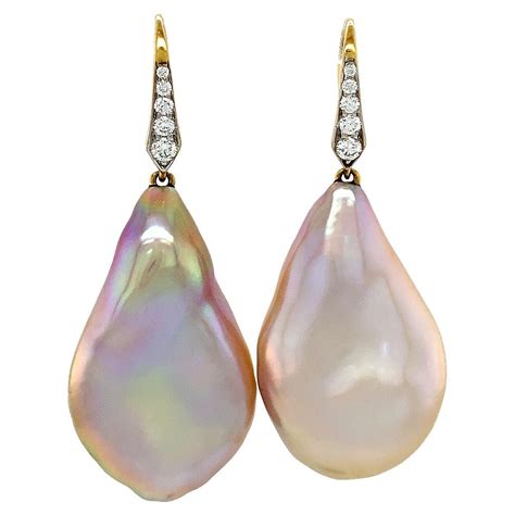 Lilly Fitzgerald Baroque Chinese Freshwater Pink Pearl Gold Earrings at ...