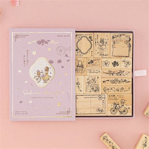 Tsuki ‘Sakura Breeze’ Bullet Journal Stamp Set ☾ – NotebookTherapy