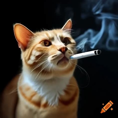 Yellow cat smoking a cigarette on Craiyon