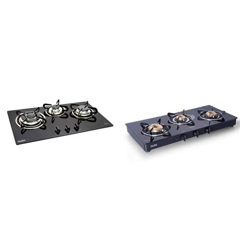 Glen 3 Burner Built in Glass Hob Auto Ignition (BH3B73TR Cooktop, Black ...