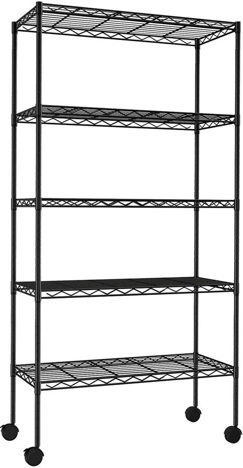 5-Tier Wire Shelves 61" H x 30" x 14" Metal Storage Shelves Adjustable ...