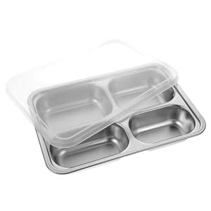 CONGARTENO Stainless Steel Divided Food Serving Tray 4-Section ...