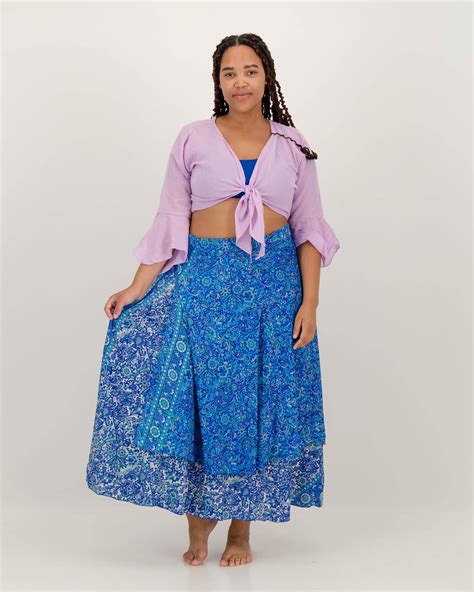 SKA Floral Paisley Gypsy 2 Layers Viscose Long Flare Wrap Around Skirts ...