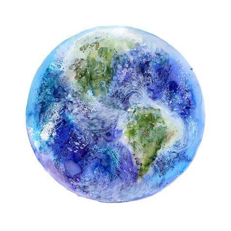 Planet Earth Watercolor at PaintingValley.com | Explore collection of ...