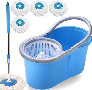 THUNDER FIT START FRESH Premium Classic Spin Bucket Mop with 4 Refill ...