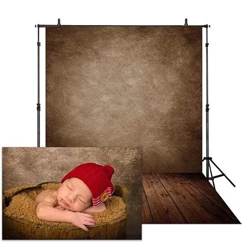 Allenjoy 5x7ft Soft Fabric Abstract Brown Wall with Wood Floor Backdrop ...