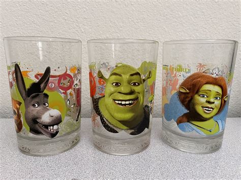 2007 McDonalds Dreamworks Shrek The Third 3 Set Glasses Shrek Fiona ...