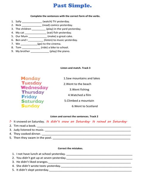 Past Simple Example Worksheet 的图像结果