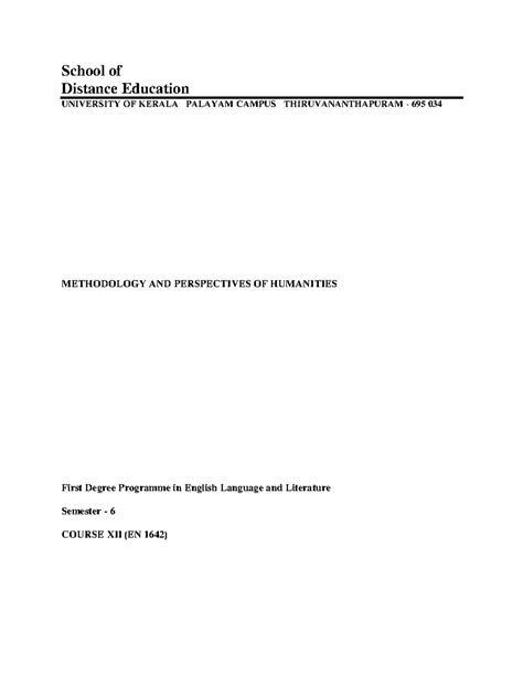 Methodology IDE-1 - Note on history of english literature - School of ...