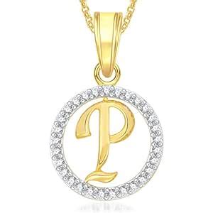 MEENAZ Gold Plated,Crystal 'Diamond Jewellery P' Letter Alphabet ...