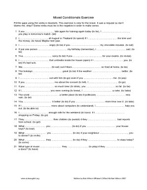 Mixed Conditionals Exercises Pdf - Fill and Sign Printable Template Online