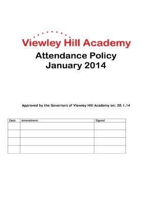 Fillable Online viewleyhillacademy co Attendance Policy January 2014 ...
