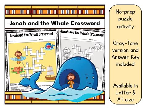 Joshua and the Whale Crossword Puzzle Printable | Made By Teachers